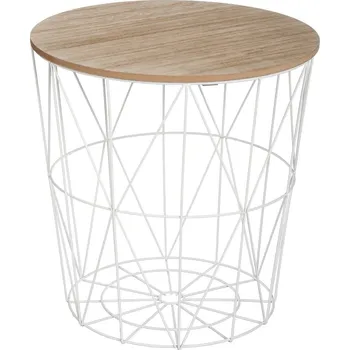 Konferenční stolek Kulatý konferenční stolek Kumi Atmosphera bílý/přírodní skandinávský do obýváku 41 cm