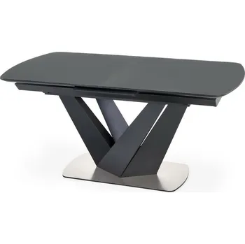 Jídelní stůl Rozkládací jídelní stůl Veneza moderní skleněný tmavě šedý na černé podnoži 160-200 cm