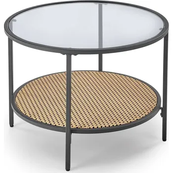 Konferenční stolek Kulatý konferenční stolek Bahama kouřové sklo loftový 60 cm do obýváku Intesi