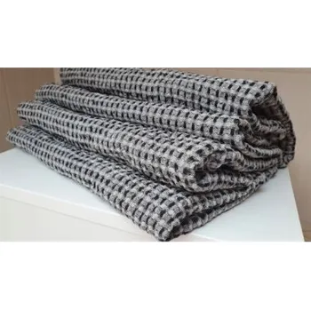 Lněně bavlněná osuška, černá 70 x 140 cm