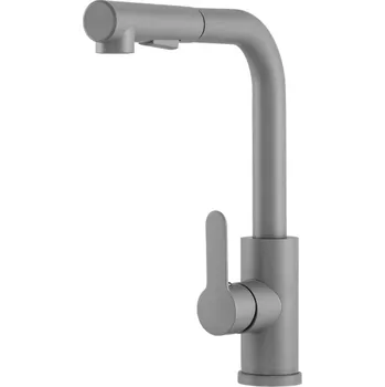 Vodovodní baterie Gamma Side 2, stojánková dřezová baterie s výsuvným výtokem h-300, šedá, GMA-BSE2-GPG