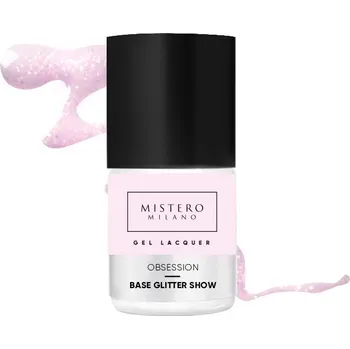 Lak na nehty Mistero Milano - Gel lak - COVER BASE OBSESSION GLITTER SHOW 12ml
