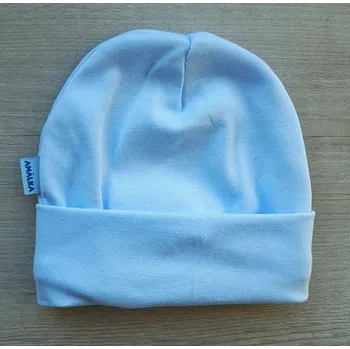Kojenecké oblečení AMÁLKA Bavlněná modrá čepička, přeložený lem Velikost: 80-86