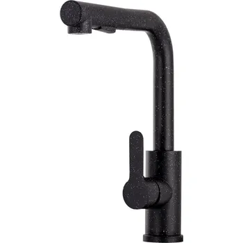 Vodovodní baterie Gamma Side 2, stojánková dřezová baterie s výsuvným výtokem h-300, černá skvrnitá, GMA-BSE2-BP