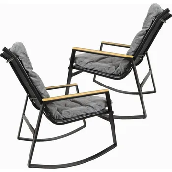 2x zahradní kovové houpací křeslo s polstrováním, šedé