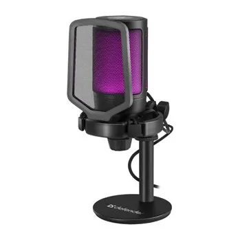 Mikrofon Defender, streamovací mikrofon, IMPULSE GMC 600, ovládání hlasitosti, černý, RGB podsvícený