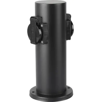 Venkovní osvětlení Brilagi - Venkovní zásuvkový sloupek PILLAR 2Z SCHUKO 230V IP44 černá