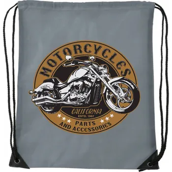 turistický batoh SÁČEK BATOH Šedý školní na trénink wf boty posilovna HARLEY MOTOR WB_043
