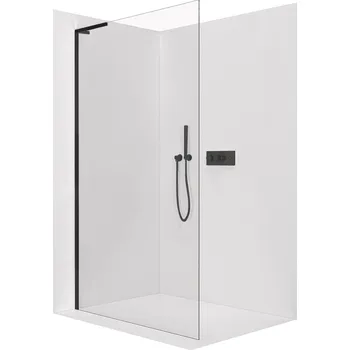 CERANO - Sprchová zástěna Walk-in Onyx L-levá vzpěra - 8 mm - černá matná, transparentní sklo - 50x200 cm