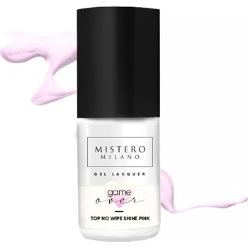Lak na nehty Mistero Milano - Top coat - GAME OVER! TOP NO WIPE SHINE PINK 7ml