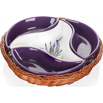 miska sada 4díl. pr.23cm LAVENDER, v košíku, keramika/proutí