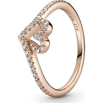 Prsten Prsten PANDORA Rose Třpytivé srdce a kost přání 52 189302C01-52