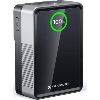 K&F 50Wh V-mount battery 3400mAh, 65W PD Type-C fast charging, with TFT screen, D-TAP, BP, T
