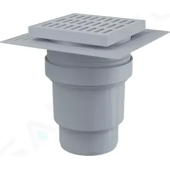Kanalizační potrubí Alcadrain Podlahová vpust přímá 15x15 cm, límec 2. úrovně izolace, vodní zápachová uzávěra, plast, APV11