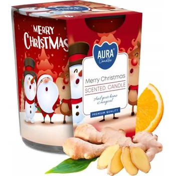 Svíčka Parafínová vonná svíčka Veselé Vánoce Aura 1 ks