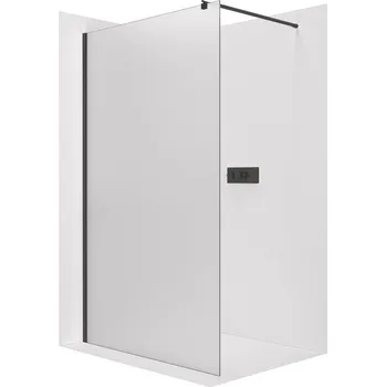 CERANO - Sprchová zástěna Walk-in Onyx Round L/P - 8 mm - kulatá vzpěra - černá matná, mléčné sklo - 110x200 cm