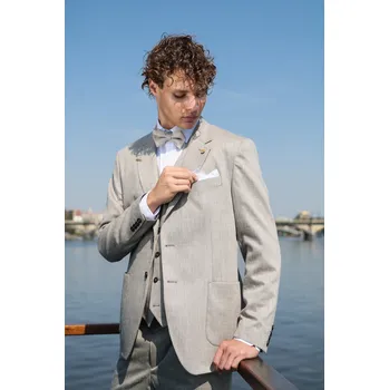 Pánský oblek Pánské sako 11D082/4 85 Barva: Béžová, Velikost: 50, Střih: REGULAR FIT