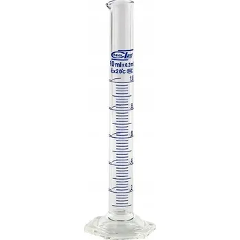 Sklenice Odměrný válec skleněný 10 ml modrá stupnice