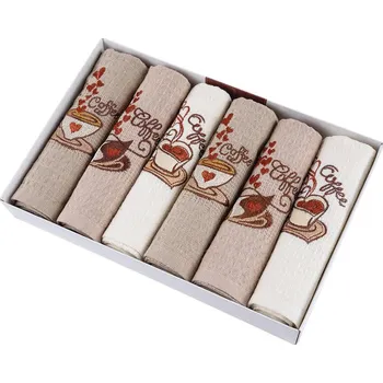 Utěrka decoDoma Sada vaflových utěrek KÁVA 40 x 60 cm 6 ks