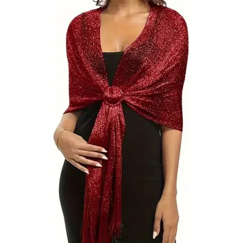 Šála luxusní společenský šál s třásněmi Barva: Červená