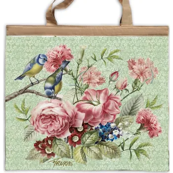 Velká nákupní taška s kapsou - Sýkorky v zahradě