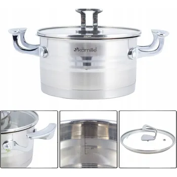 TRADIČNÍ HRNEC se skleněnou poklicí, OCEL, PLYNOVÁ INDUKCE, 4,4 L KAMILLE