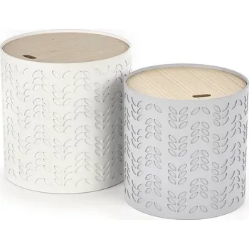 Konferenční stolek Sada dvou kulatých konferenčních stolků Lamba bílá moderní s úložným prostorem do obýváku