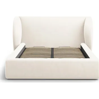 Postel Čalouněná postel Miley II béžová sametová 140x200 s úložným prostorem do ložnice