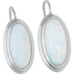 Goldstore Bílé zlato náušnice oválný bílý opál Váha: 3.30 g