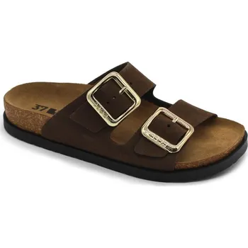 Dámské pantofle LEON 7010 Dámské korkové pantofle - Hnědá Velikost: 40