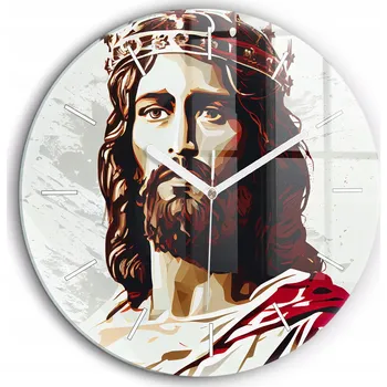 Hodiny Skleněné nástěnné hodiny Tiché ručičky Kuchyně Ježíš Kristus v koruně