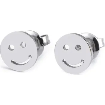 Náušnice Náušnice z nerezové oceli smajlík - stříbrná