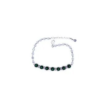 Náramek Stříbrný náramek se zirkony zelená