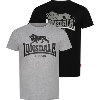 Lonsdale Men&amp;#039;s t-shirt regular fit double pack Lonsdale šedá 2660096