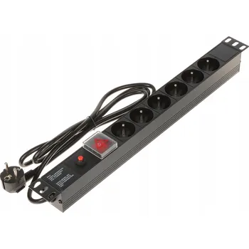 Přepěťová ochrana Zásuvková lišta Delta PD-6/R-OP , 6 zásuvek, 1,8 m, černý