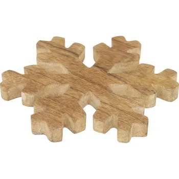 Fééric Lights and Christmas Dřevěný tácek ve tvaru sněhové vločky, Ø 19 cm