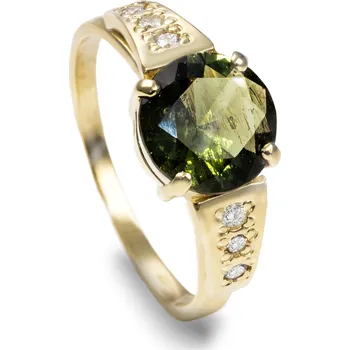 Prsten Stuchlík zlatý prsten s vltavínem 015495