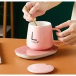 Sada keramického hrnku s elektrickým ohřívačem Lucky v dárkovém balení - pink