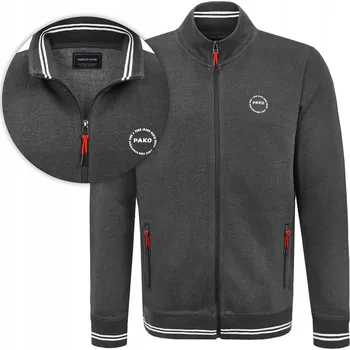 Pánská mikina Pako Jeans pánská mikina Zateplená mikina bez kapuce na zip pro muže, velikost 3XL