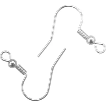 Náušnice Pro Háčkování Afroháček s pružinkou a kuličkou 18 mm, stříbrný 2 ks