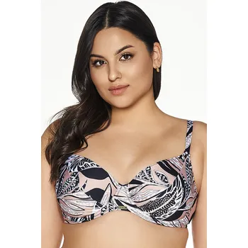 Dámské plavky Nevyztužený horní díl plavek Ava Lingerie SK-221 Černo-béžová 75F