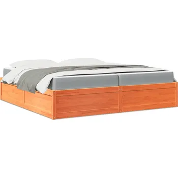 Postel vidaXL Postel s matrací voskově hnědá 200 x 200 cm masivní borovice