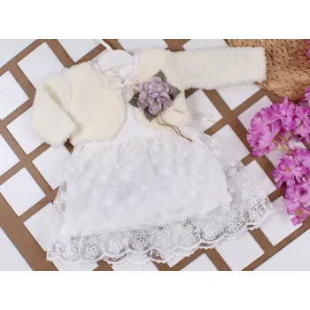 Dívčí šaty Dívčí společenské šaty s krajkou a bolerkem bílé 80