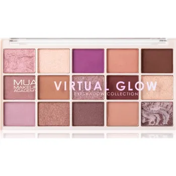 Paletka dekorativní kosmetiky MUA Makeup Academy Eyeshadow Collection 15 Shade Palette paletka očních stínů odstín Virtual Glow 12 g