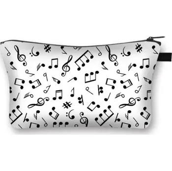 Kosmetická taška - bílá s potiskem černých not