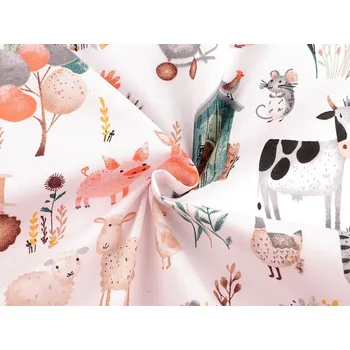 Bavlněná látka / plátno domácí zvířátka METRÁŽ - 1 (915) bílá