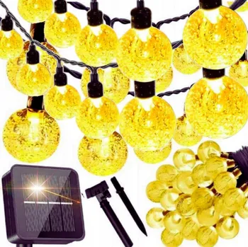 Venkovní osvětlení Solární zahradní girlanda, solární světýlka, 30x LED žárovka na balkon, 6M, IP67