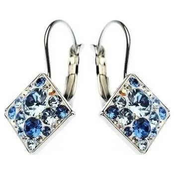 Náušnice Náušnice se Swarovski Elements Rhodium čtvereček závěs - modrá