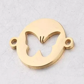 Dětské navlékací korálky Pro Háčkování Mezidíl motýlek 20 x 15 mm ocel zlatý