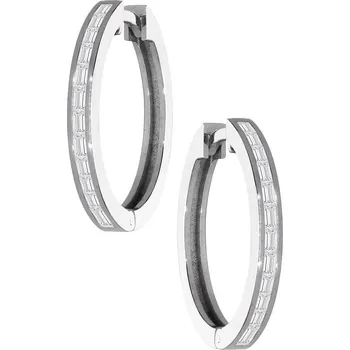 Náušnice Zlaton Náušnice bílé zlato kruhy s diamantem 0.47ct 2cm 4.3g 000600812232